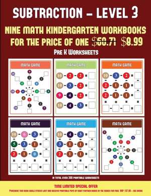 Pre K Worksheets (Kindergarten Subtraction/Taking Away Level 3) de James Manning