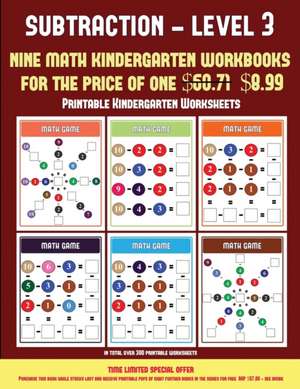 Printable Kindergarten Worksheets (Kindergarten Subtraction/Taking Away Level 3) de James Manning