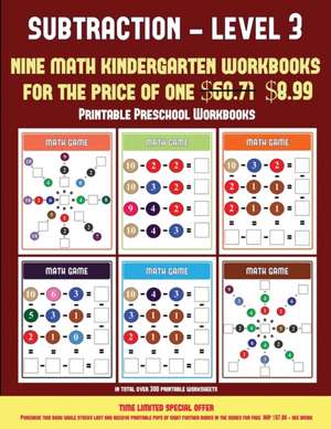 Printable Preschool Workbooks (Kindergarten Subtraction/Taking Away Level 3) de James Manning