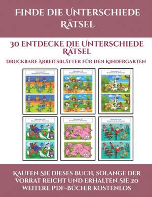 Druckbare Arbeitsblätter für den Kindergarten (Finde die Unterschiede Rätsel) de Jessica Windham