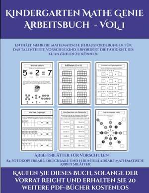 Arbeitsblätter für Vorschulen (Kindergarten Mathe Genie Arbeitsbuch - VOL. 1) de Jessica Windham