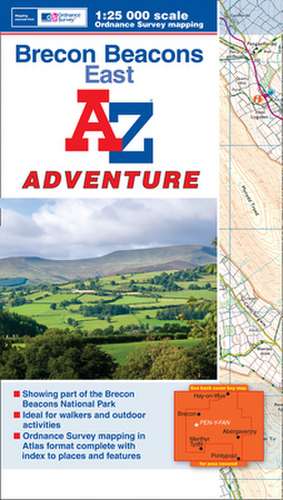 Brecon Beacons East A-Z Adventure Atlas de A-Z maps