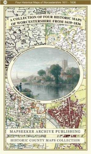 Worcestershire 1610 - 1836 - Fold Up Map that features a collection of Four Historic Maps, John Speed's County Map 1610, Johan Blaeu's County Map of 1648, Thomas Moules County Map of 1836 and Cole and Roper's Plan of the City of Worcester 1805. The map's also features early Victorian views from around Worcestershire.