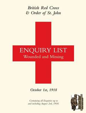 BRITISH RED CROSS AND ORDER OF ST JOHN ENQUIRY LIST FOR WOUNDED AND MISSING