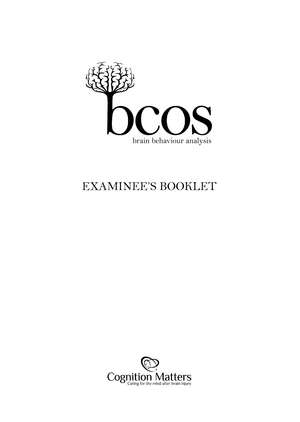 BCoS Cognitive Screen: Examinee's Booklet (Pack of 15) de Glyn Humphreys