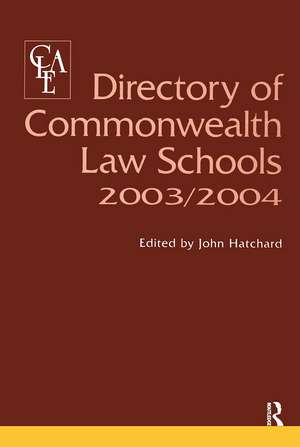 Directory of Commonwealth Law Schools 2003-2004 de John Hatchard