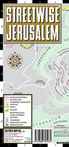 Streetwise Jerusalem Map - Laminated City Street Map of Jerusalem, Israel: Folding Pocket Size Travel Map de Streetwise Maps