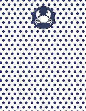 Crab Nautical Navy Polka Dot Notebook - Quad Ruled 4x4 de Creations, Rengaw