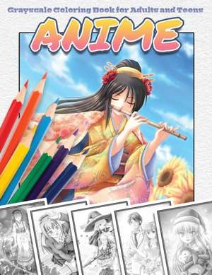 Anime Grayscale Coloring Book for Adults and Teens de Draconis Publishing