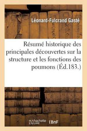 Resume Historique Des Principales Decouvertes Sur La Structure Et Les Fonctions Des Poumons: , Pendant Les Xviie Et Xviiie Siecles... de Gaste-L-F