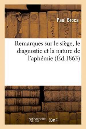 Remarques Sur Le Siège, Le Diagnostic Et La Nature de l'Aphémie de Paul Broca