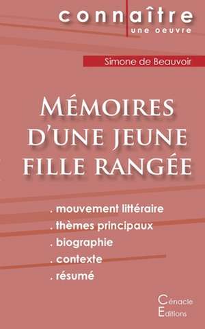 Fiche de lecture Mémoires d'une jeune fille rangée de Simone de Beauvoir (Analyse littéraire de référence et résumé complet) de Simone De Beauvoir