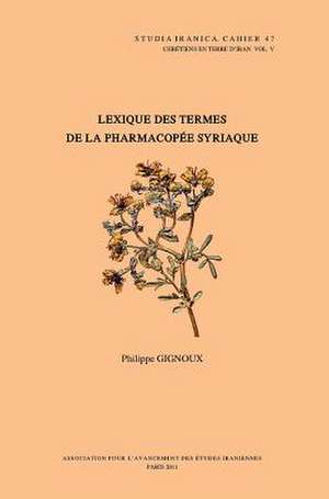 Chretiens En Terre D'Iran V: Lexique Des Termes de La Pharmacopee Syriaque de P. Gignoux