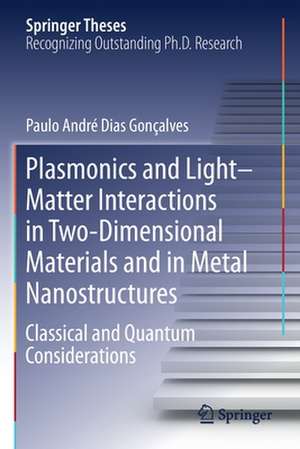 Plasmonics and Light–Matter Interactions in Two-Dimensional Materials and in Metal Nanostructures: Classical and Quantum Considerations de Paulo André Dias Gonçalves