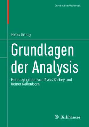 Grundlagen der Analysis de Heinz König