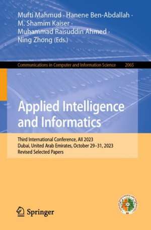 Applied Intelligence and Informatics de Mufti Mahmud