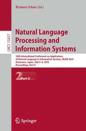 Natural Language Processing and Information Systems de Ryutaro Ichise