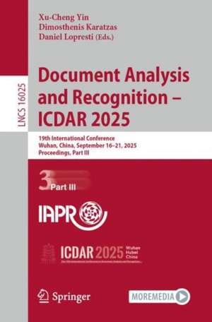Document Analysis and Recognition - ICDAR 2025 de Xu-Cheng Yin