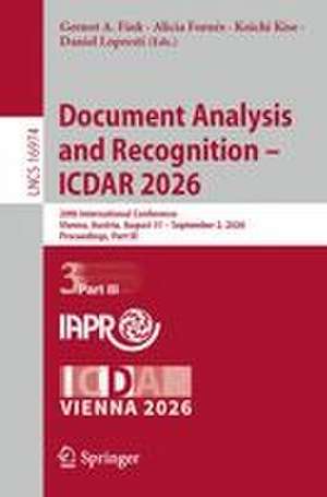 Document Analysis and Recognition - ICDAR 2026 de Alicia Fornes