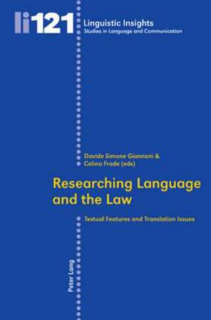 Researching Language and the Law de Davide Simone Giannoni