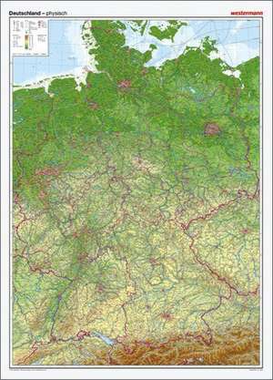 Posterkarten Geographie: Riesenposter Deutschland, physisch. 1 : 750.000