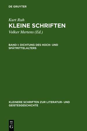 Dichtung des Hoch- und Spätmittelalters de Kurt Ruh