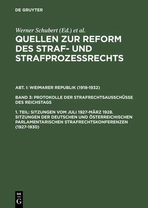 Sitzungen vom Juli 1927–März 1928. Sitzungen der deutschen und österreichischen parlamentarischen Strafrechtskonferenzen (1927–1930) de Werner Schubert