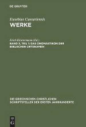 Das Onomastikon der biblischen Ortsnamen de Erich Klostermann