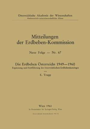 Die Erdbeben Osterreichs 1949 1960 de Erich Trapp