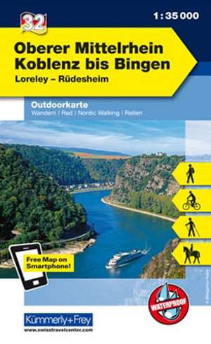 KuF Deutschland Outdoorkarte 32 Oberer Mittelrhein, Koblenz bis Bingen 1 : 35.000