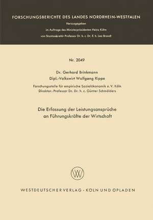 Die Erfassung der Leistungsansprüche an Führungskräfte der Wirtschaft de Gerhard Brinkmann