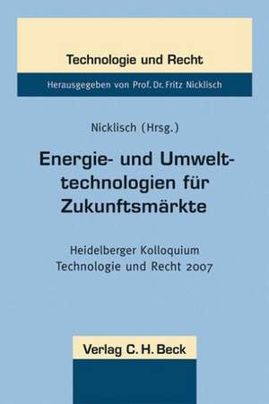 Energie- und Umwelttechnologien für Umweltmärkte de Fritz Nicklisch