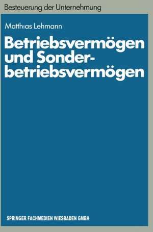 Betriebsvermögen und Sonderbetriebsvermögen: Ein Beitrag zur konzept-orientierten Anwendung des Erfolgsteuerrechts auf Personengesellschaften de Matthias Lehmann