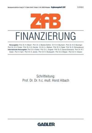 Finanzierung de Horst Albach