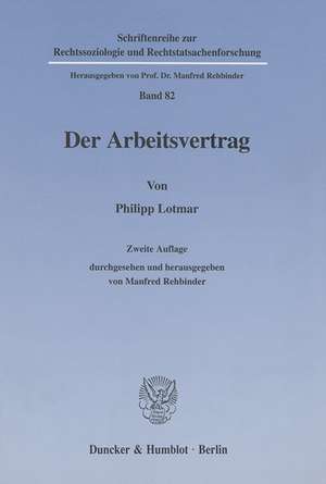 Der Arbeitsvertrag de Philipp Lotmar