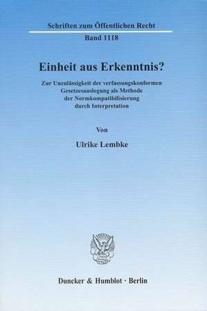 Einheit aus Erkenntnis? de Ulrike Lembke