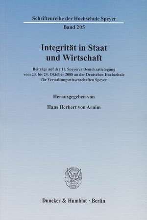 Integrität in Staat und Wirtschaft de Hans Herbert von Arnim