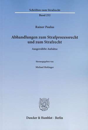 Abhandlungen zum Strafprozessrecht und zum Strafrecht de Rainer Paulus