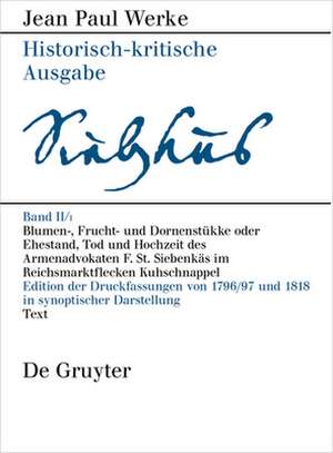 Blumen-, Frucht- und Dornenstükke oder Ehestand, Tod und Hochzeit des Armenadvokaten F. St. Siebenkäs im Reichsmarktflecken Kuhschnappel de Birgit Sick