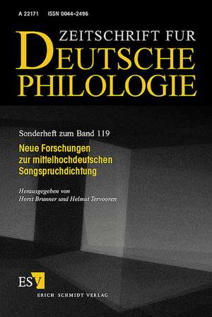 Neue Forschungen zur mittelhochdeutschen Sangspruchdichtung de Horst Brunner