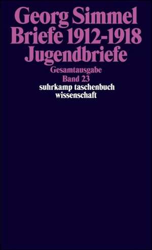 Gesamtausgabe 23. Briefe 1912 - 1918. Jugendbriefe de Georg Simmel