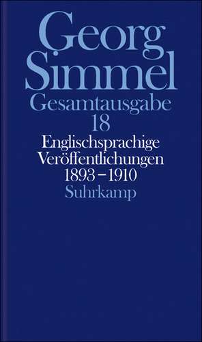 Englischsprachige Veröffentlichungen 1893 - 1910 de Georg Simmel