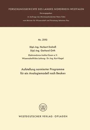 Aufstellung normierter Programme für ein Analogiemodell nach Beuken de Herbert Endress