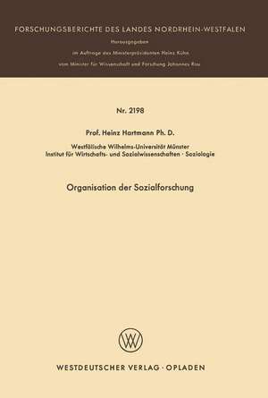 Organisation der Sozialforschung de Heinz Hartmann