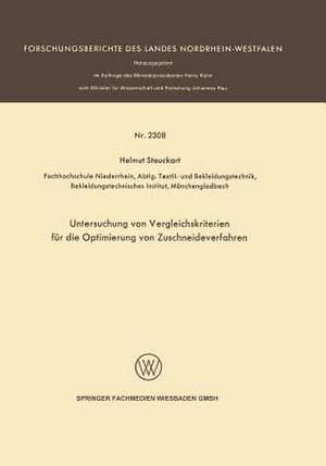 Untersuchung von Vergleichskriterien für die Optimierung von Zuschneideverfahren de Helmut Steuckart