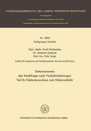 Determinanten der Nachfrage nach Verkehrsleistungen: Teil III: Faktorenanalyse zum Güterverkehr de Ferdi Solzbacher