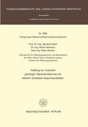 Katalog zur Auswahl günstiger Geometrieformen für statisch belastete Maschinenbetten de Manfred Weck