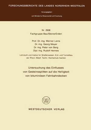 Untersuchung des Einflusses von Gesteinssplitten auf die Helligkeit von bituminösen Fahrbahndecken de Werner Leins