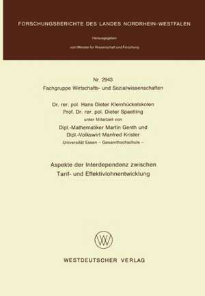 Aspekte der Interdependenz zwischen Tarif- und Effektivlohnentwicklung de Hans-Dieter Kleinhückelskoten