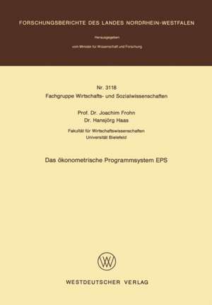 Das ökonometrische Programmsystem EPS de Joachim Frohn